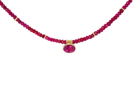 Ruby and Bright Pink Tourmaline necklace