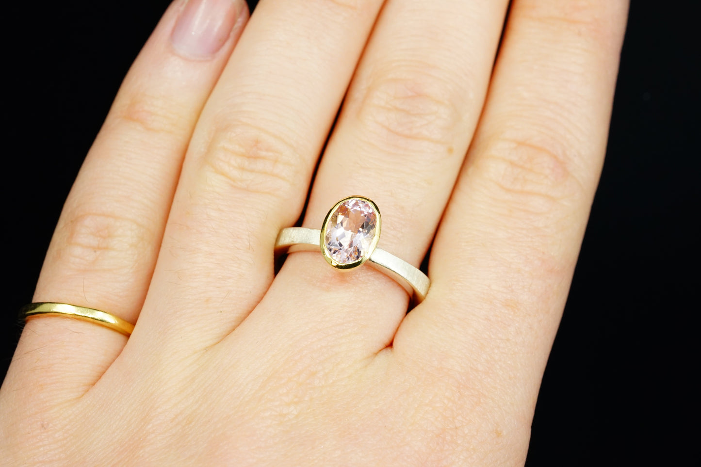 Morganite Ring with Tapered Band