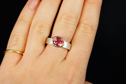 Oval Cut Pink Tourmaline Ring