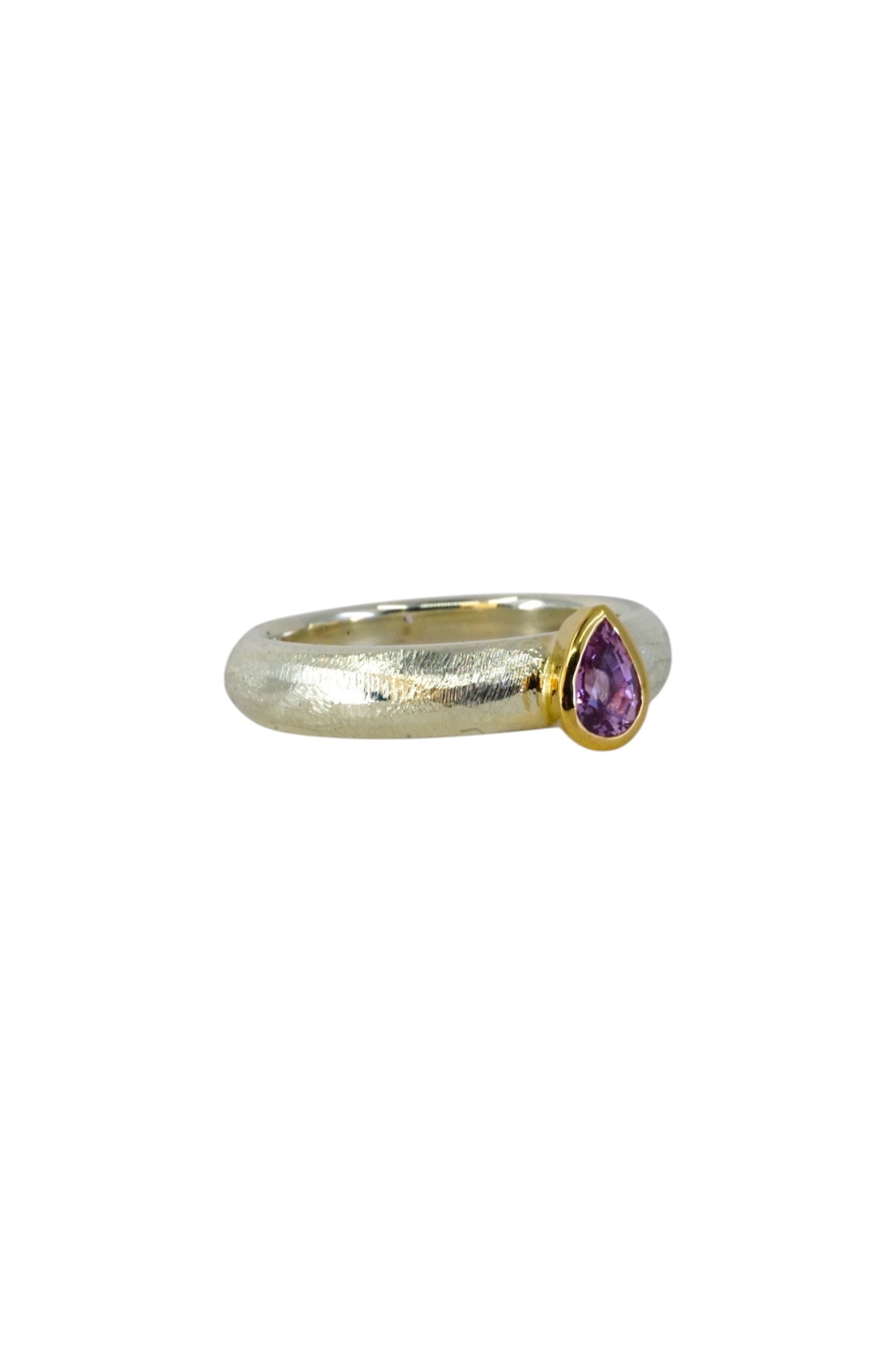 Pear Cut Pink Sapphire Fat Band Ring
