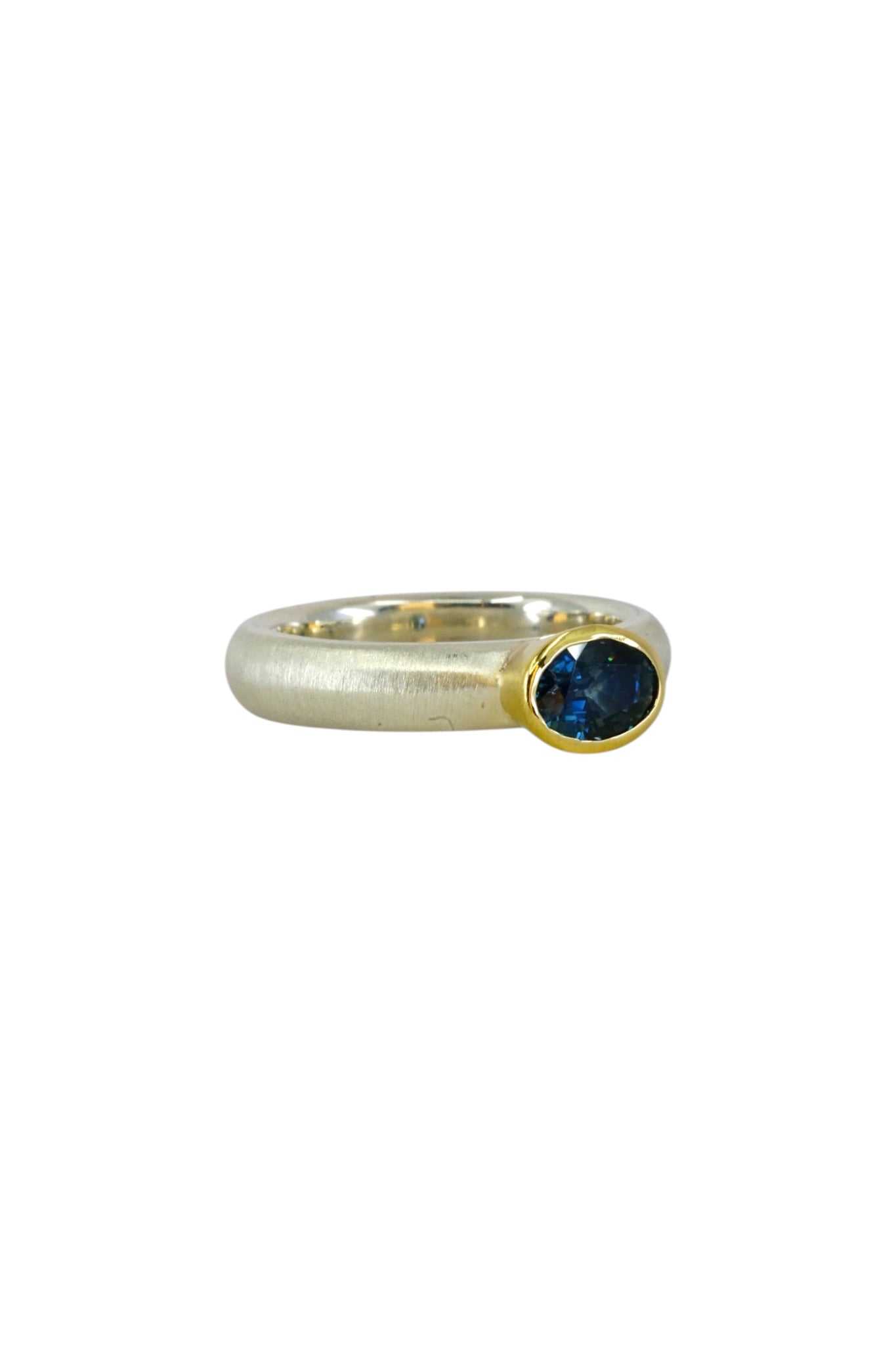 Teal Sapphire Fat Band Ring