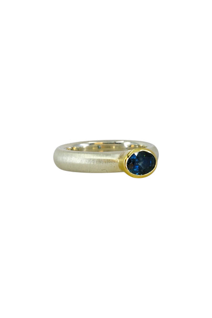 Teal Sapphire Fat Band Ring