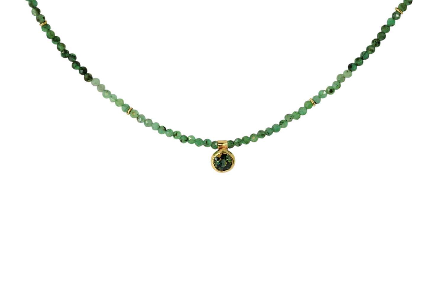 Teal Green Sapphire and Emerald Necklace