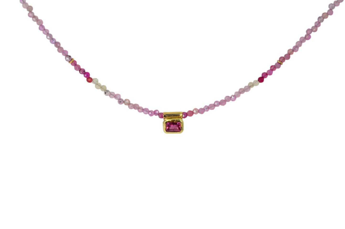 Pink Sapphire & Ruby Bead Necklace