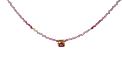 Pink Sapphire & Ruby Bead Necklace