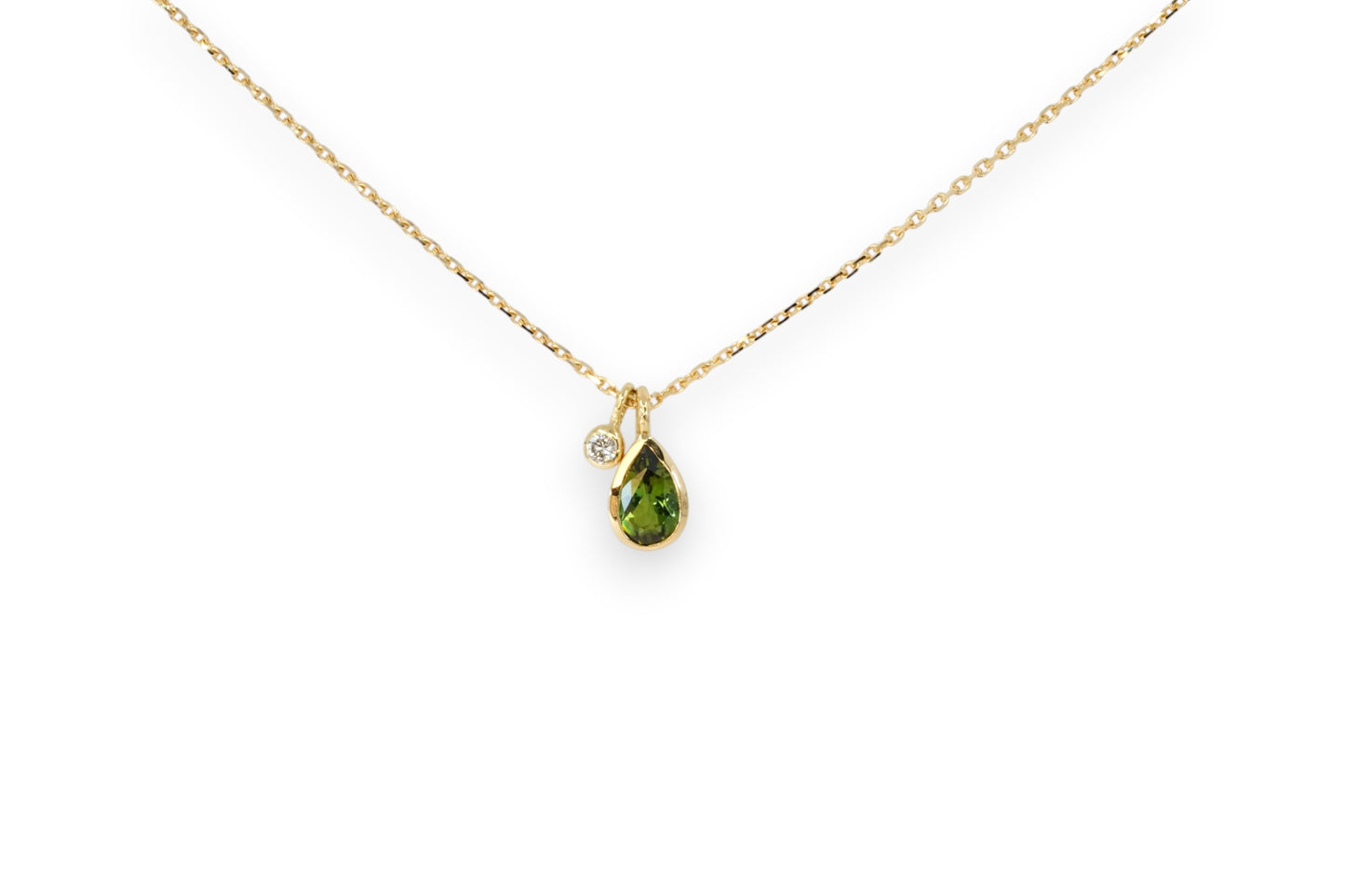 Green Tourmaline & Diamond Pendant Necklace | Libby Rak Jewellery