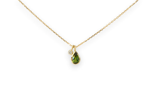 Green Tourmaline & Diamond Pendant Necklace | Libby Rak Jewellery