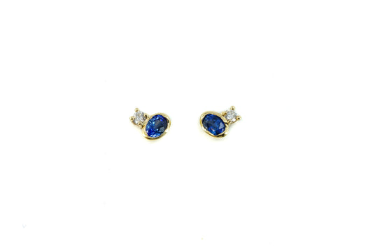 Blue Sapphire and Diamond Studs