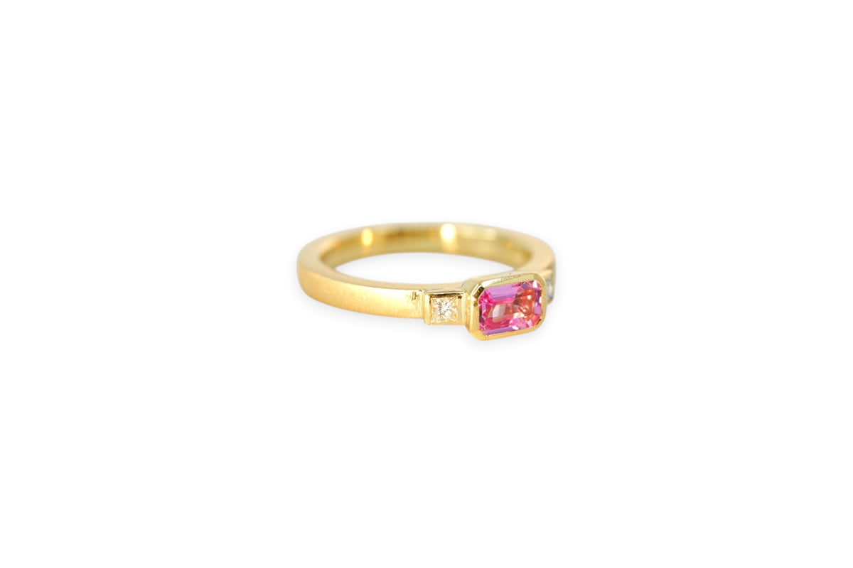 Pink Sapphire & Diamond Trilogy Ring | Libby Rak Jewellery