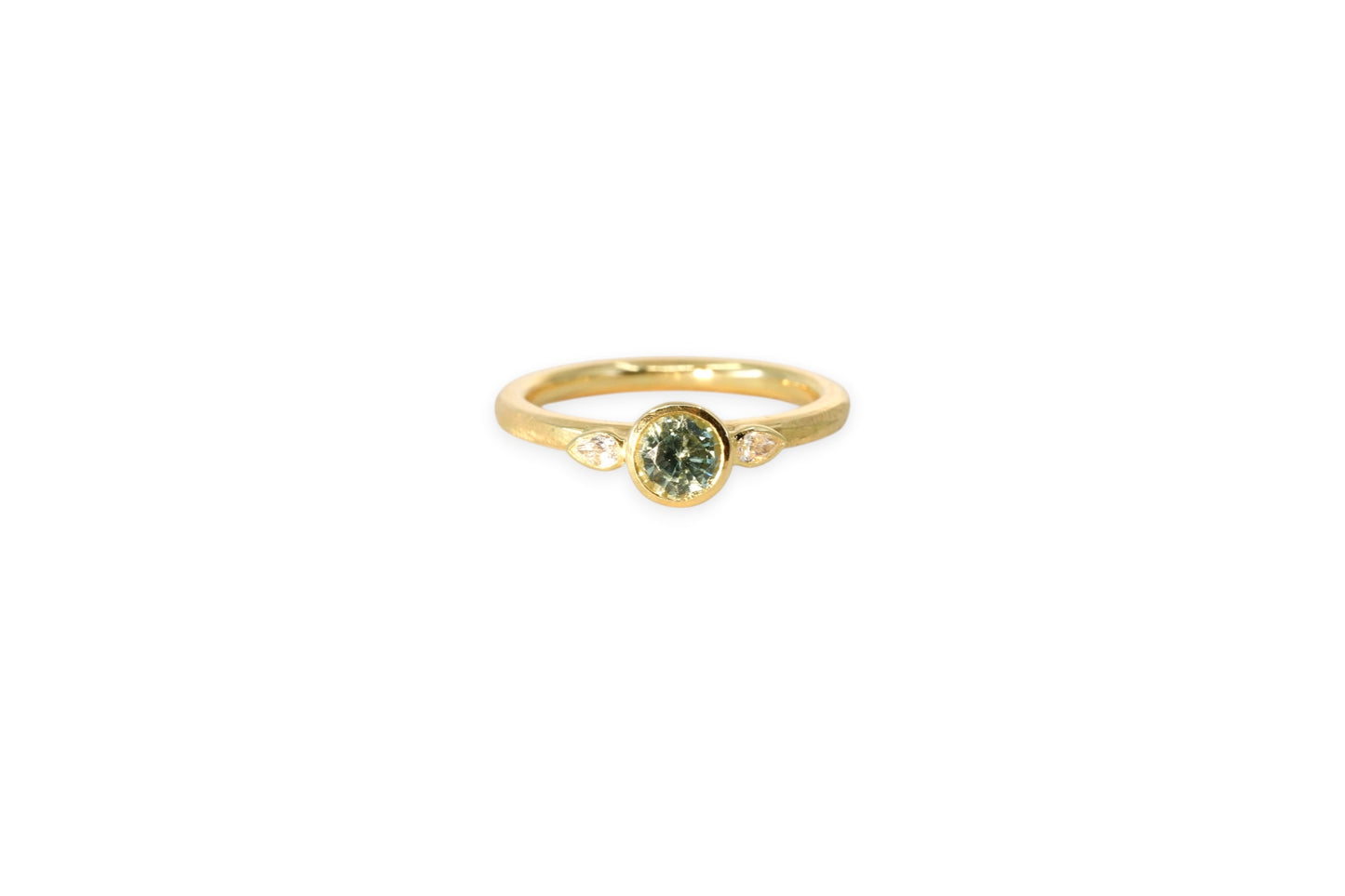 Green Sapphire & Diamond Trilogy Ring | Libby Rak Jewellery