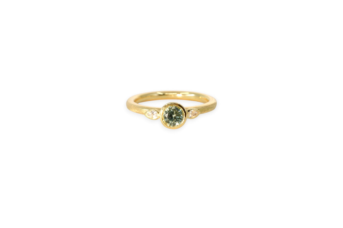 Green Sapphire & Diamond Trilogy Ring | Libby Rak Jewellery