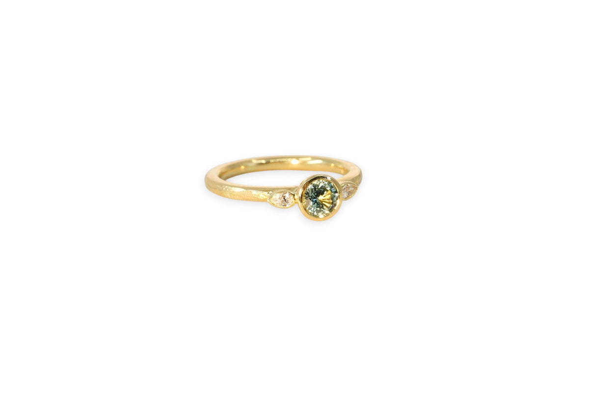 Green Sapphire & Diamond Trilogy Ring | Libby Rak Jewellery