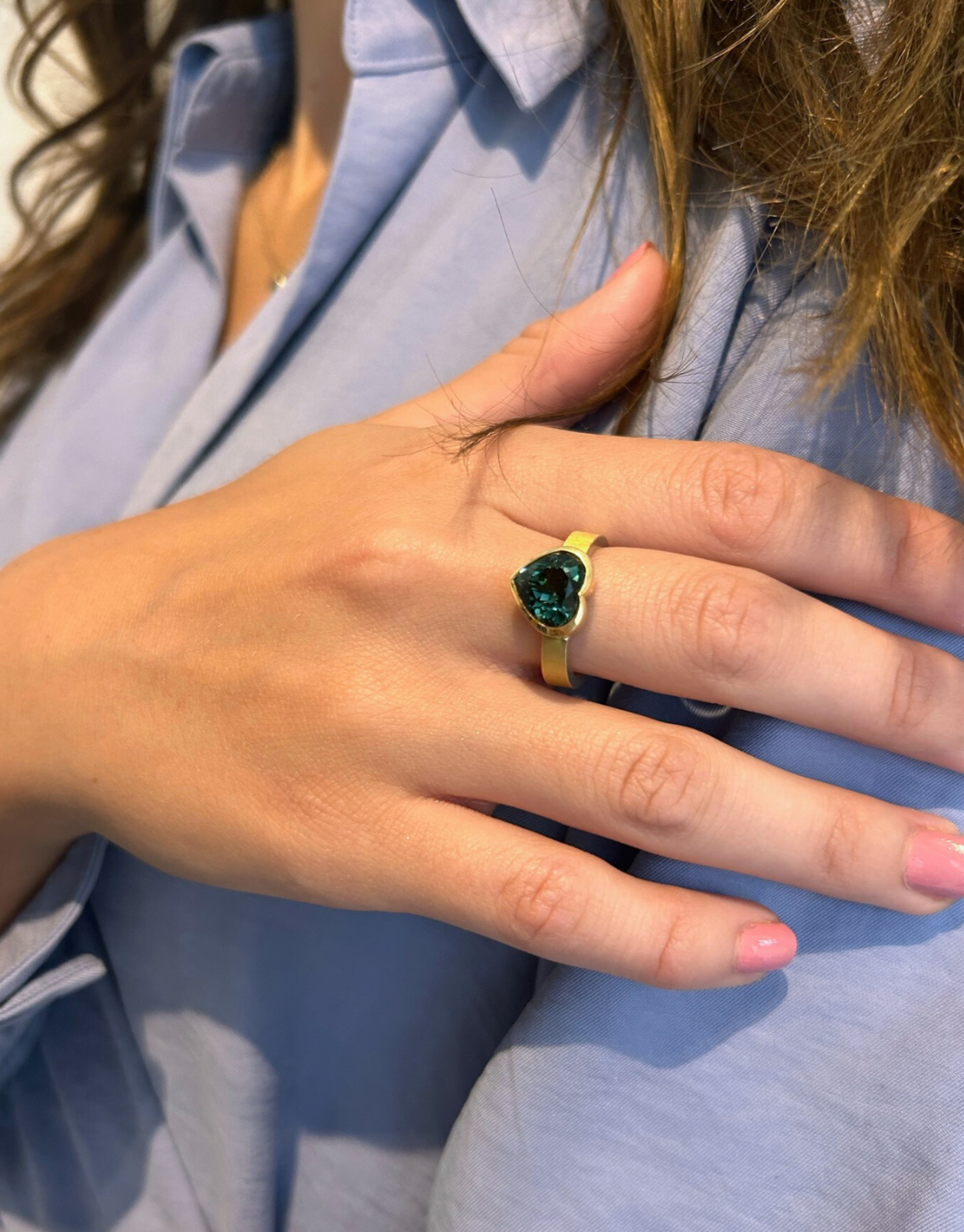 Green Tourmaline Heart Ring