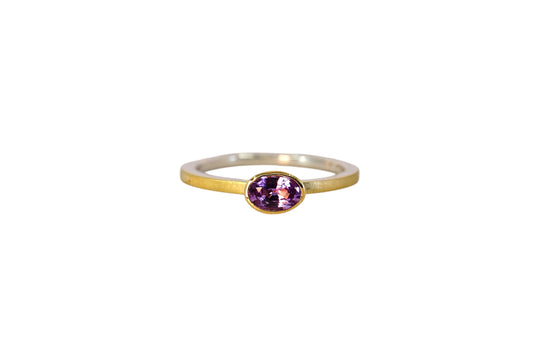 Oval Pink Sapphire Gold Lining Ring