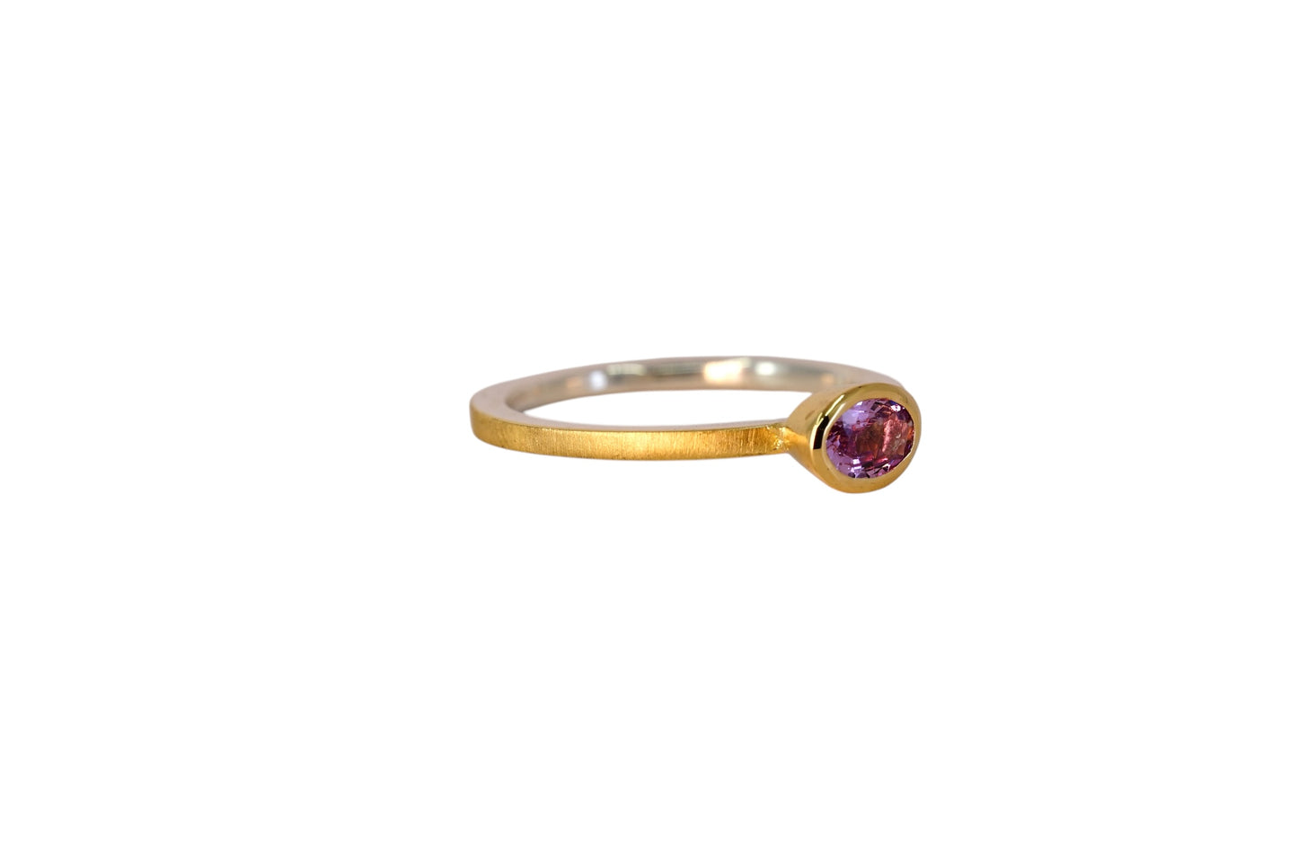 Oval Pink Sapphire Gold Lining Ring