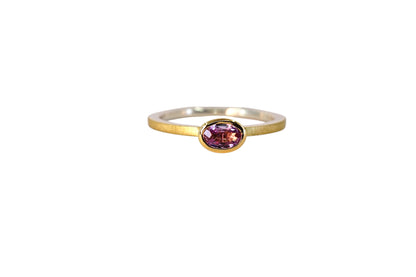 Oval Pink Sapphire Gold Lining Ring