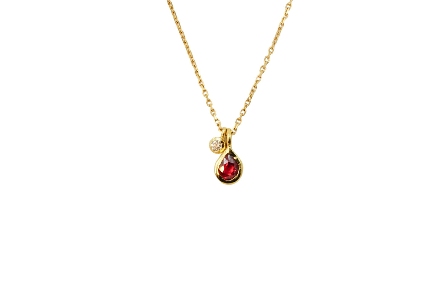 Ruby and Diamond Charm Necklace