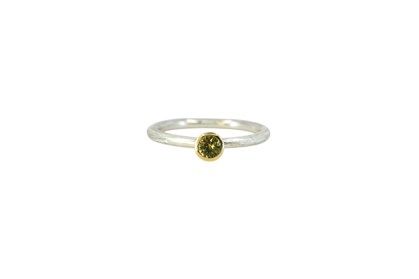 Pale green sapphire on a Rough Finished Stacking Ring