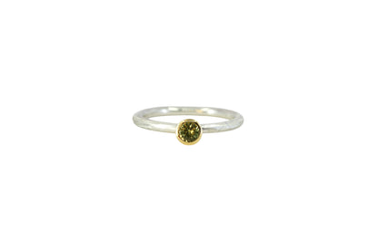 Pale green sapphire on a Rough Finished Stacking Ring