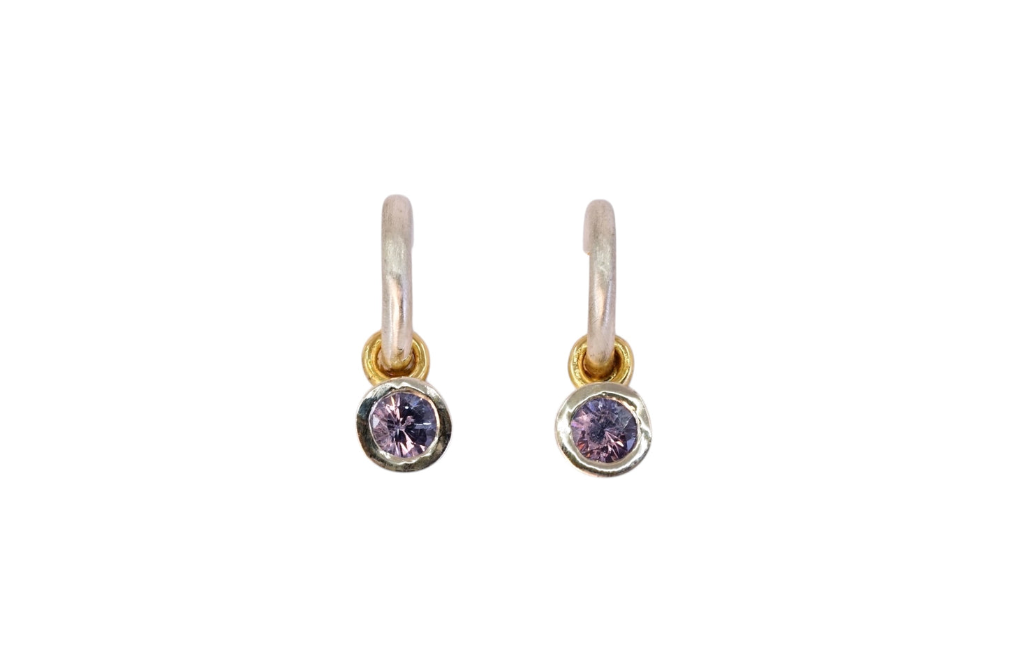 Lilac Spinel on Silver Hoops