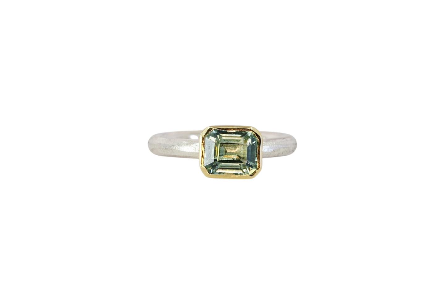 Emerald Cut Beryl  Halo Ring