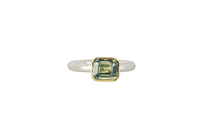 Emerald Cut Beryl  Halo Ring