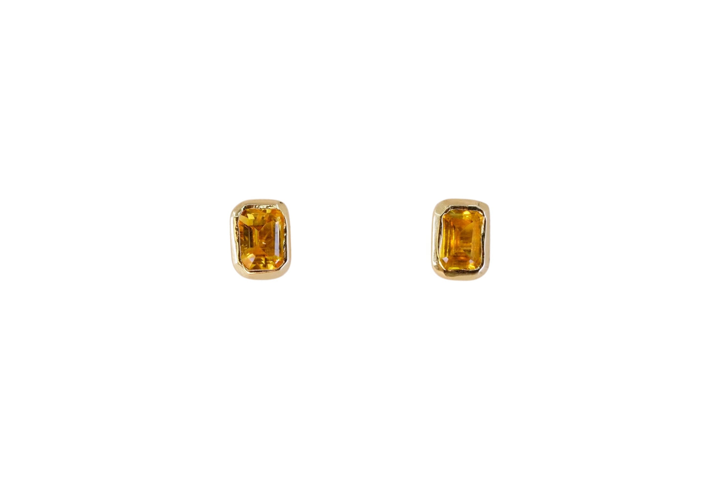 Emerald Cut Yellow Sapphire Gold Studs