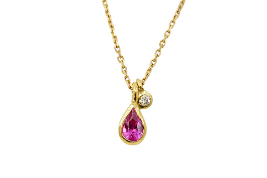 Pink Sapphire and Diamond Charm Necklace