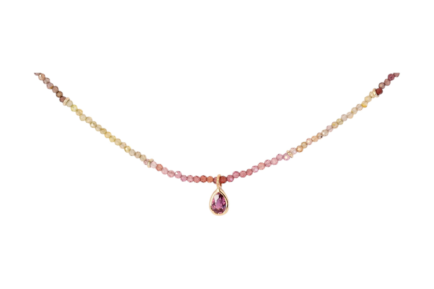 Pink Sapphire and Tourmaline Beaded Necklace