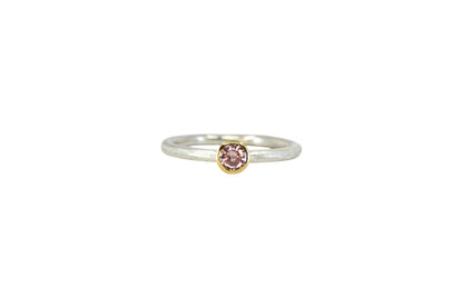 Pale Pink Sapphire on a Rough Finished Stacking Ring