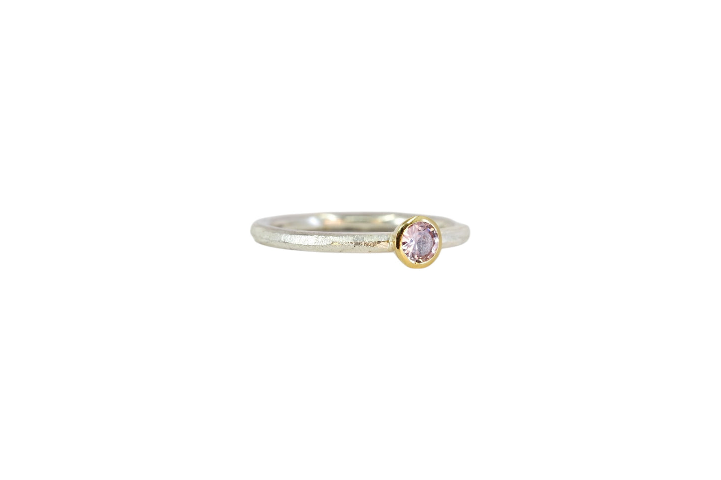 Pale Pink Sapphire on a Rough Finished Stacking Ring