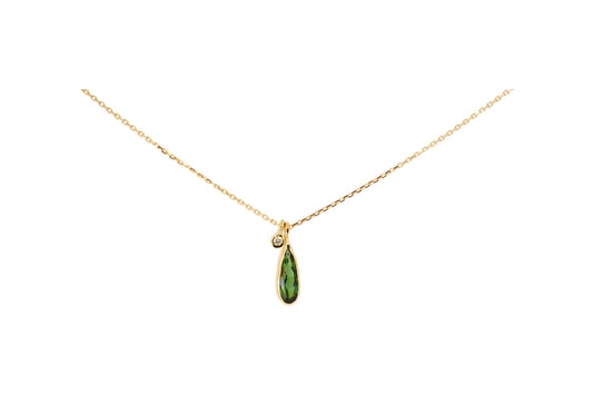 Green Tourmaline 18ct Gold Charm Pendant