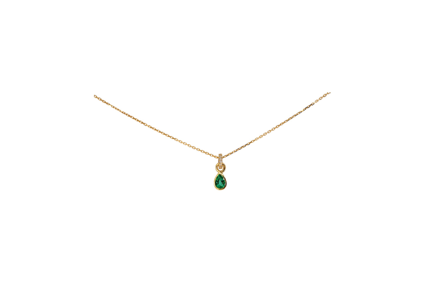 Bright Emerald with Diamond Bail Pendant