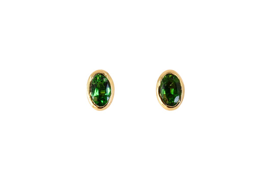 Oval Chrome Tourmaline Gold Studs