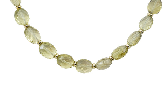 Green Quartz and Gold Beaded Necklace
