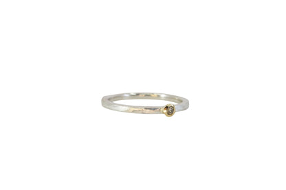 Champage Diamond Stacking Ring with Rough Finish