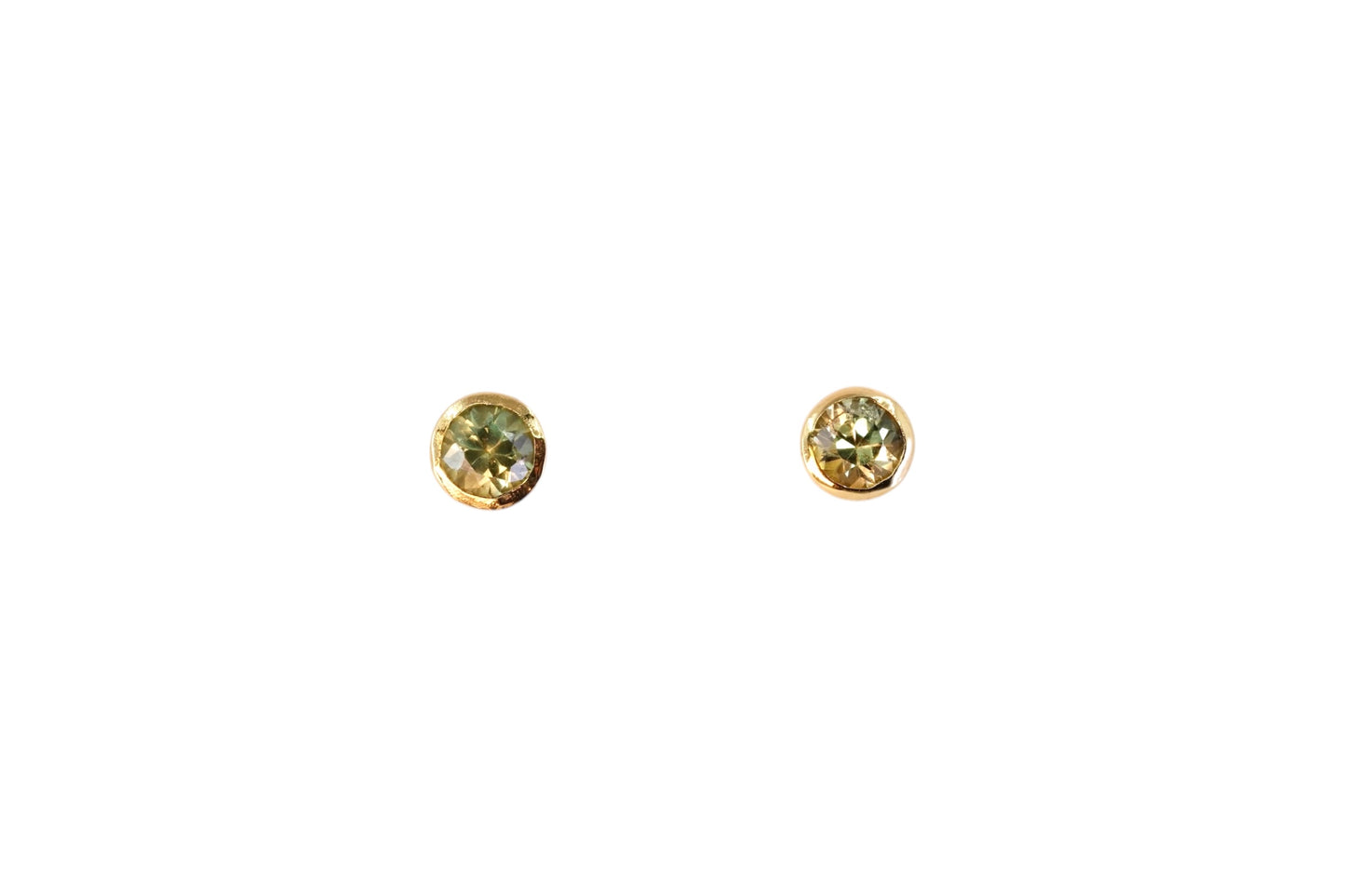 Green Sapphire Gold Studs