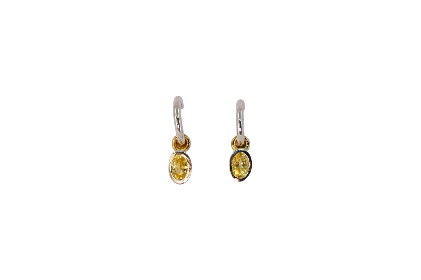 Yellow Sapphires on Silver Hoops
