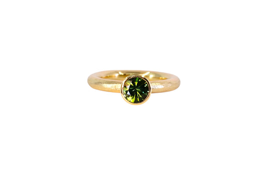 Green Tourmaline Halo Band Ring