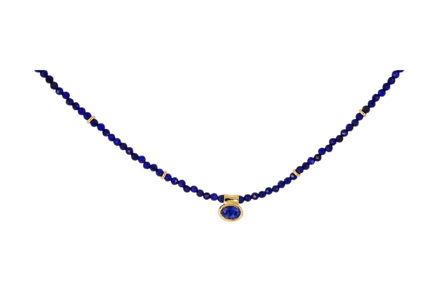 Blue Sapphire and Lapis Lazuli Beaded Necklace