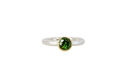 Green Tourmaline Halo Ring