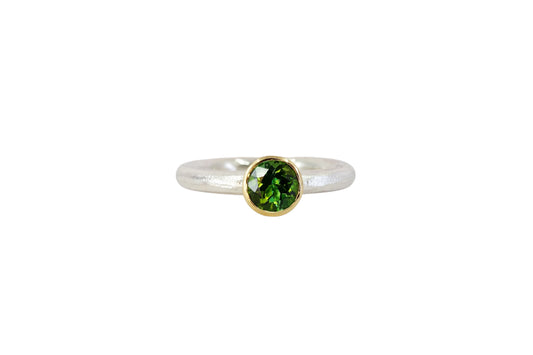 Green Tourmaline Halo Ring