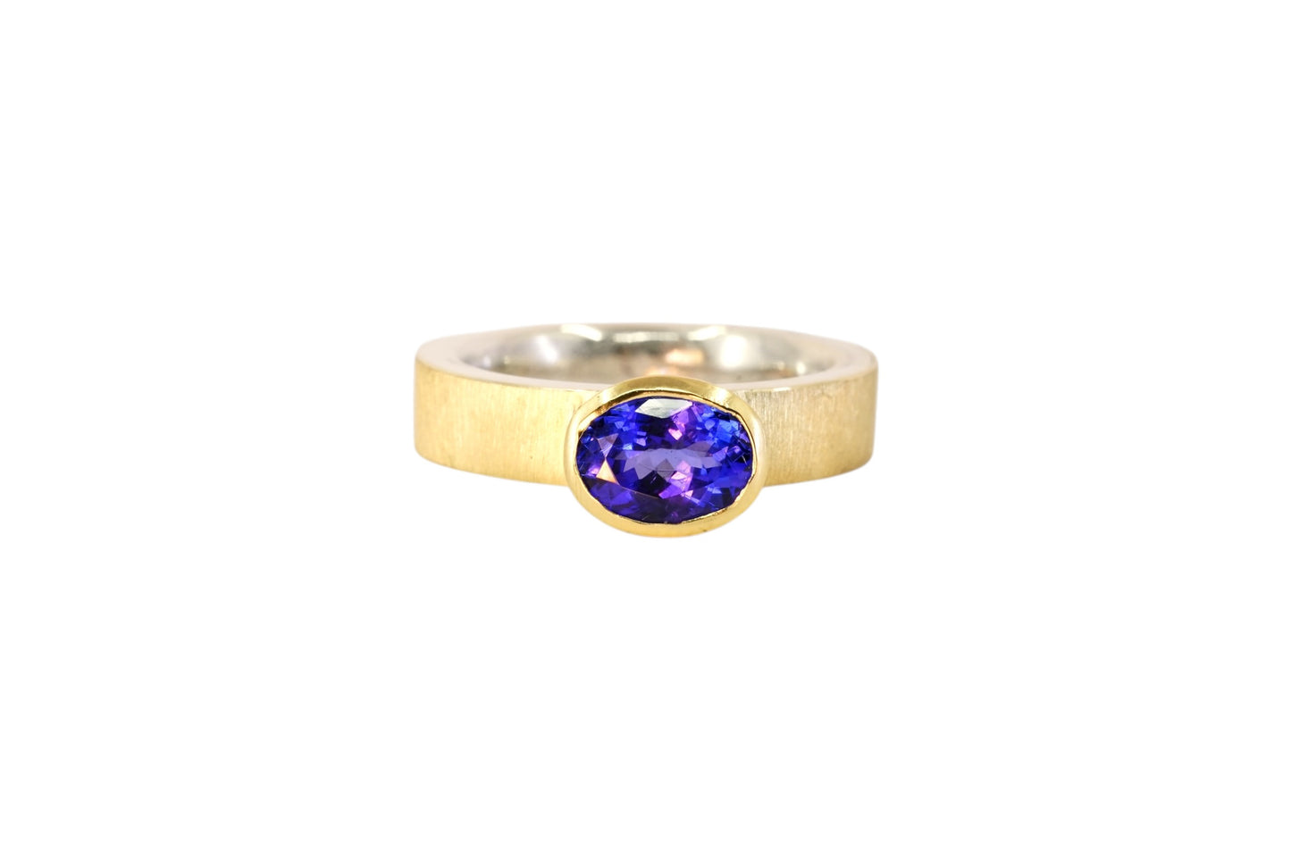 Vibrant Tanzanite  Gold Lined Ring