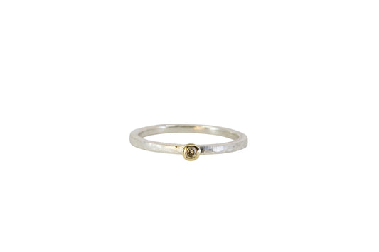 Champage Diamond Stacking Ring with Rough Finish