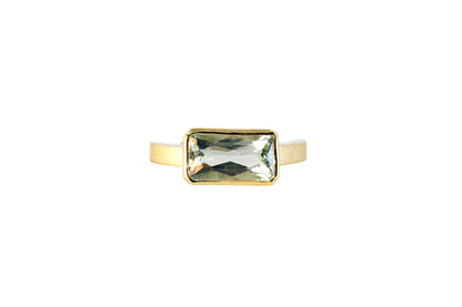 Radiant Cut Beryl Gold Lining Ring