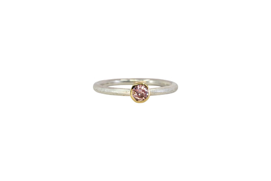 Pale Pink Sapphire on a Rough Finished Stacking Ring