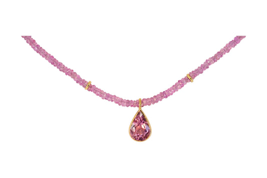 Tourmaline and Pink Sapphire Beaded Necklace