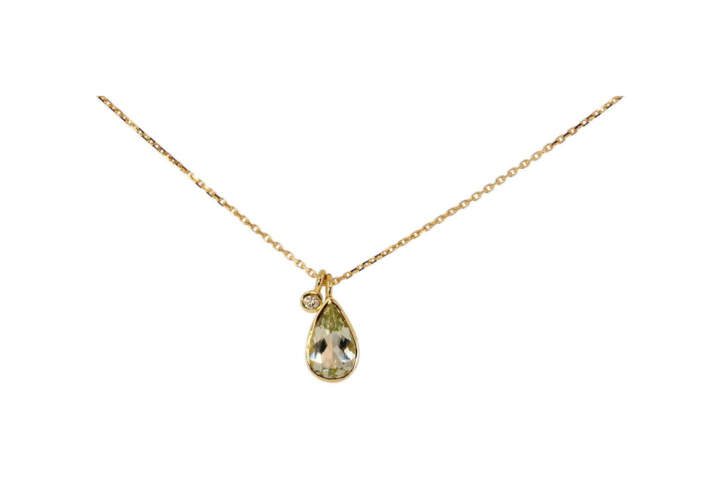 Large Pear Cut Beryl 18ct Gold Charm Pendant