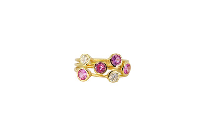 Hot Pink Sapphire and Diamond Jazz Ring