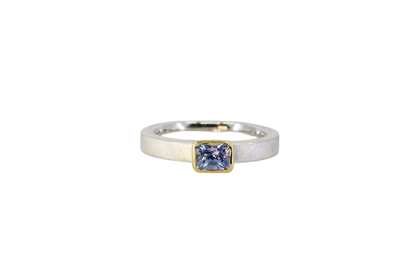 Radiant Cut Pale Blue Sapphire Ring